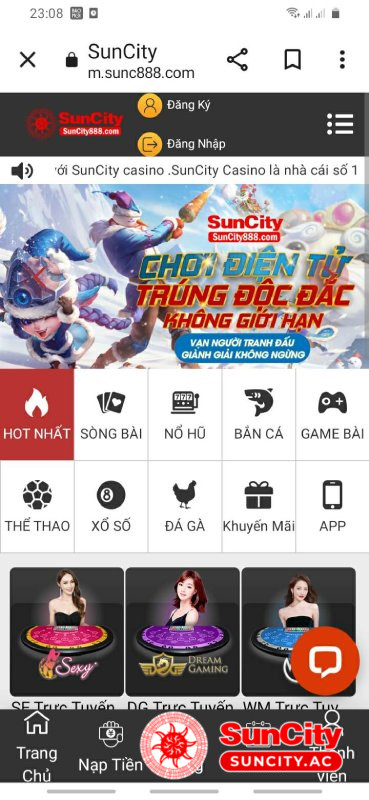 Truy cập vào trang website chính thống của sân chơi Suncity